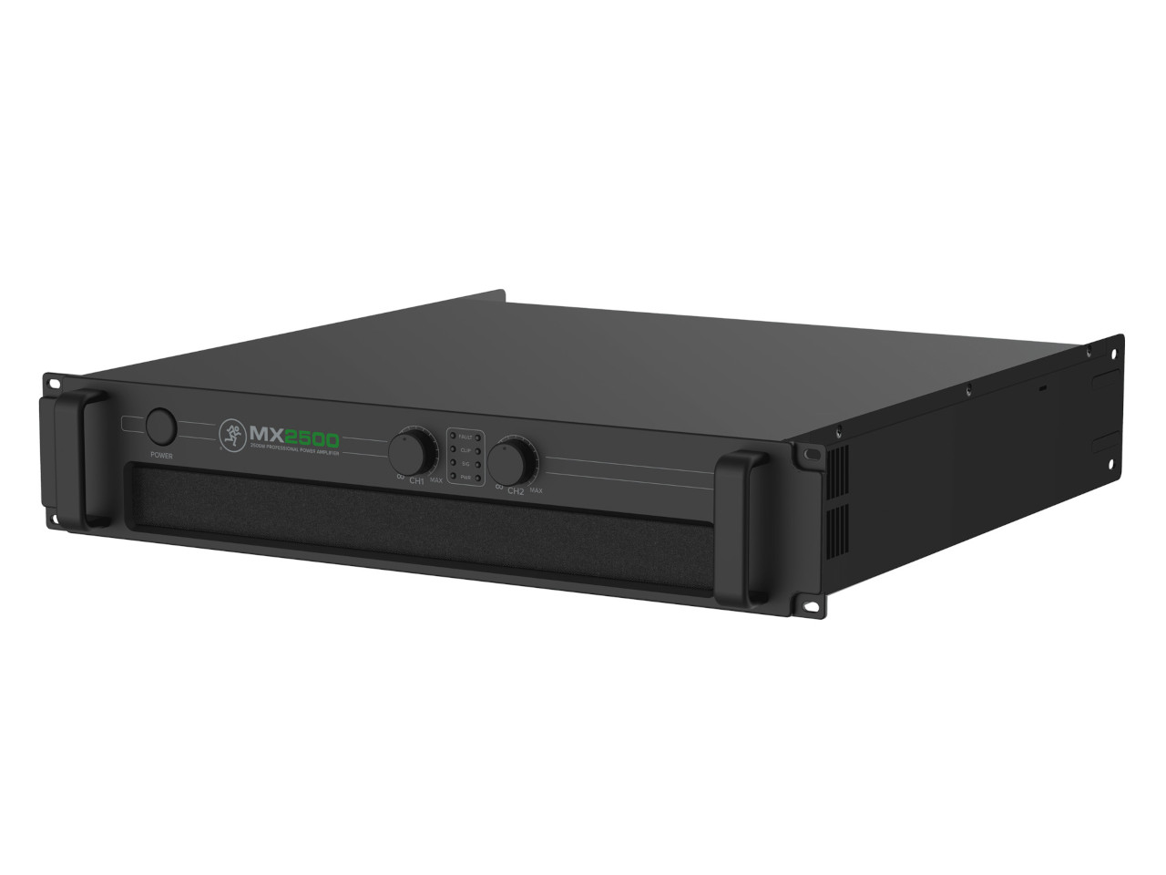 rack-mount amplifier, 2U rackmount, audio amplifier, professional power amp, black metal enclosure