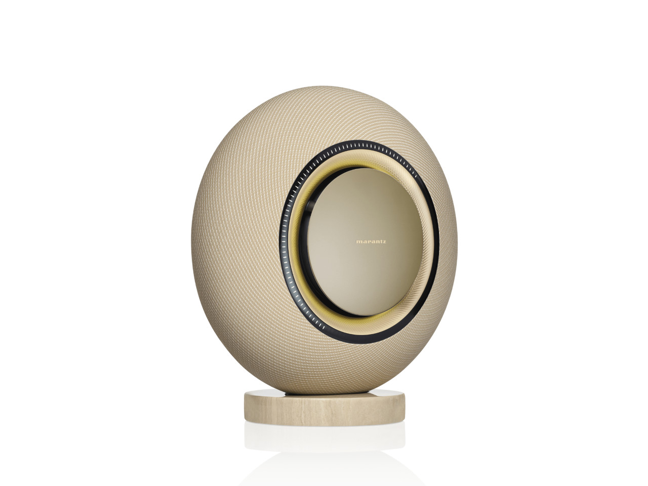 sprecher, bluetooth, kabellos, beige, rund