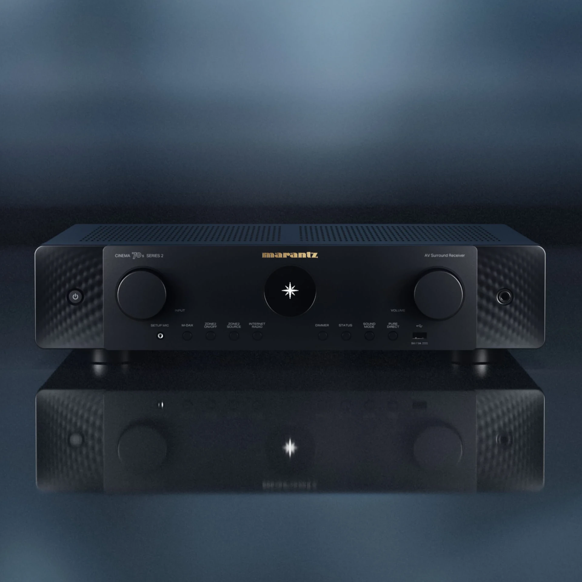 AV-Receiver, Surround-Receiver, Schwarz, Drehregler, Kopfhöreranschluss