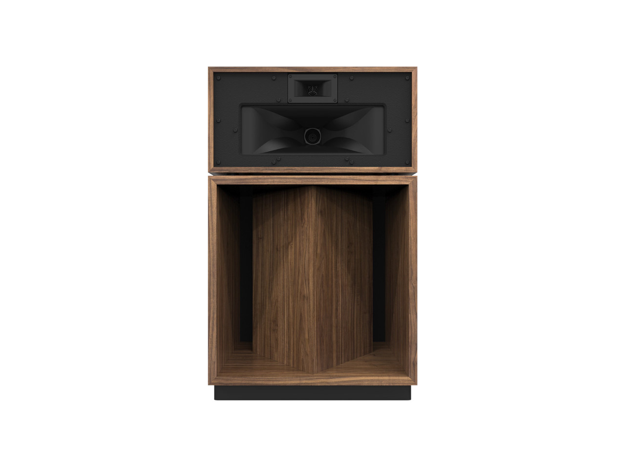 Subwoofer, Gehäuse aus Holz, Holzoptik, schwarzer Grill, rechteckig