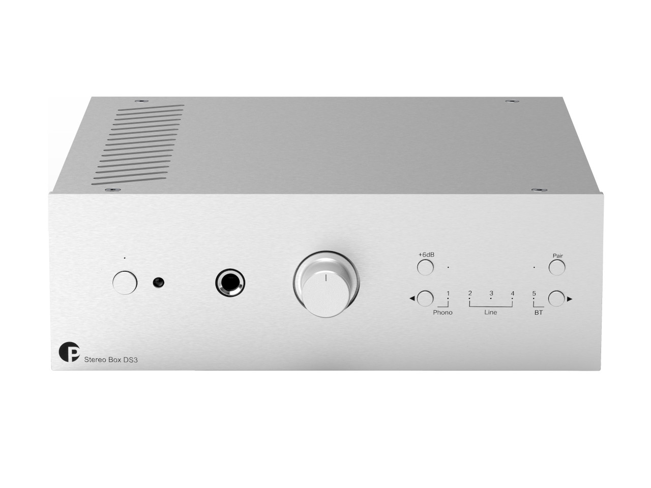 stereo amplifier, audio amplifier, metal chassis, front panel, knob control