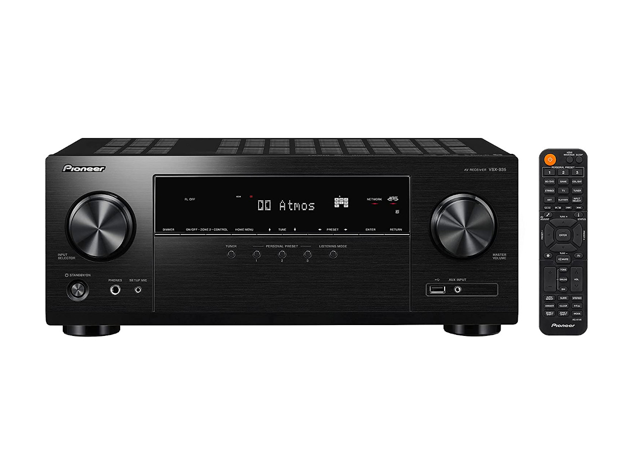 AV-Receiver, Stereo, Schwarz, Fernbedienung, Digitalanzeige
