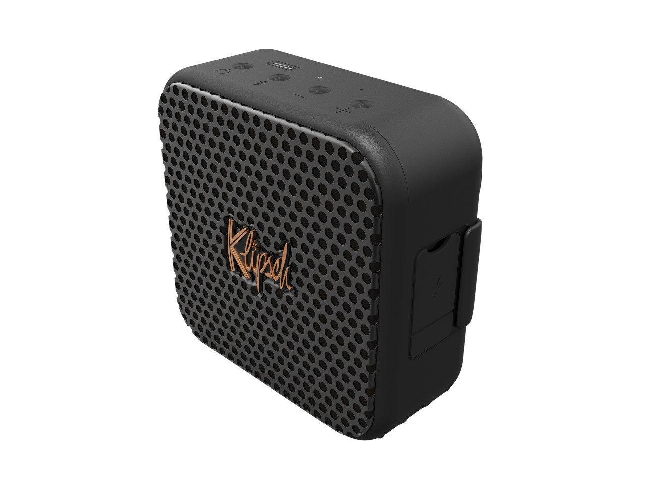 Bluetooth-Lautsprecher, tragbarer Lautsprecher, schwarz, Maschen-Gitter, Bedienelemente