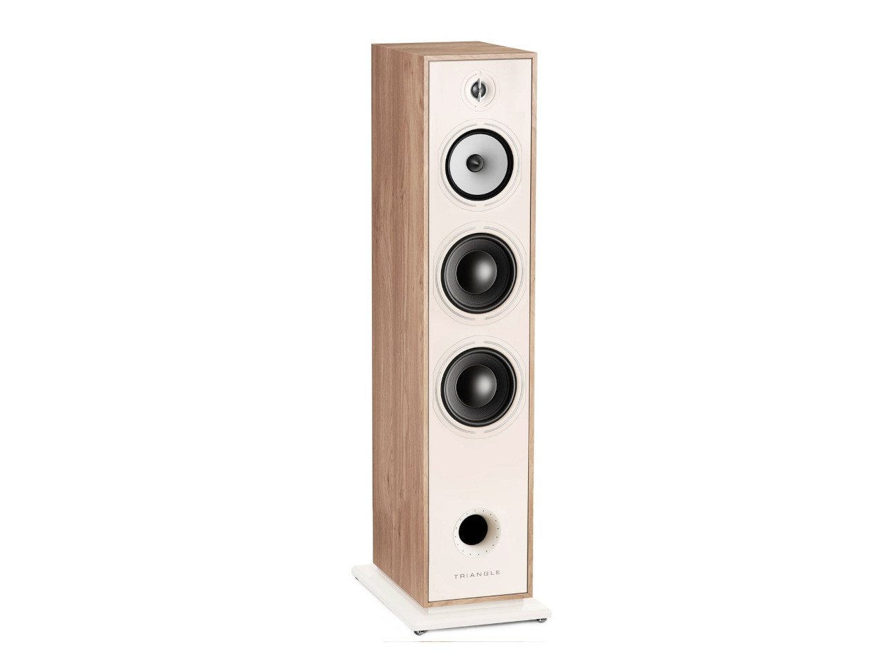 Standlautsprecher, 3-Wege, HolzFurnier, WeißFront, HoherBass