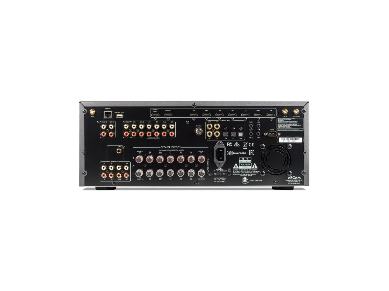 av empfänger, audio empfänger, rückseite panel, audio anschlüsse, rack-montiert