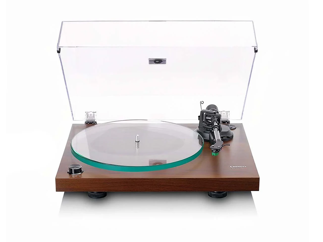 Plattenspieler, Turntable, Holzoptik, Glasdeckel, Tonarm
