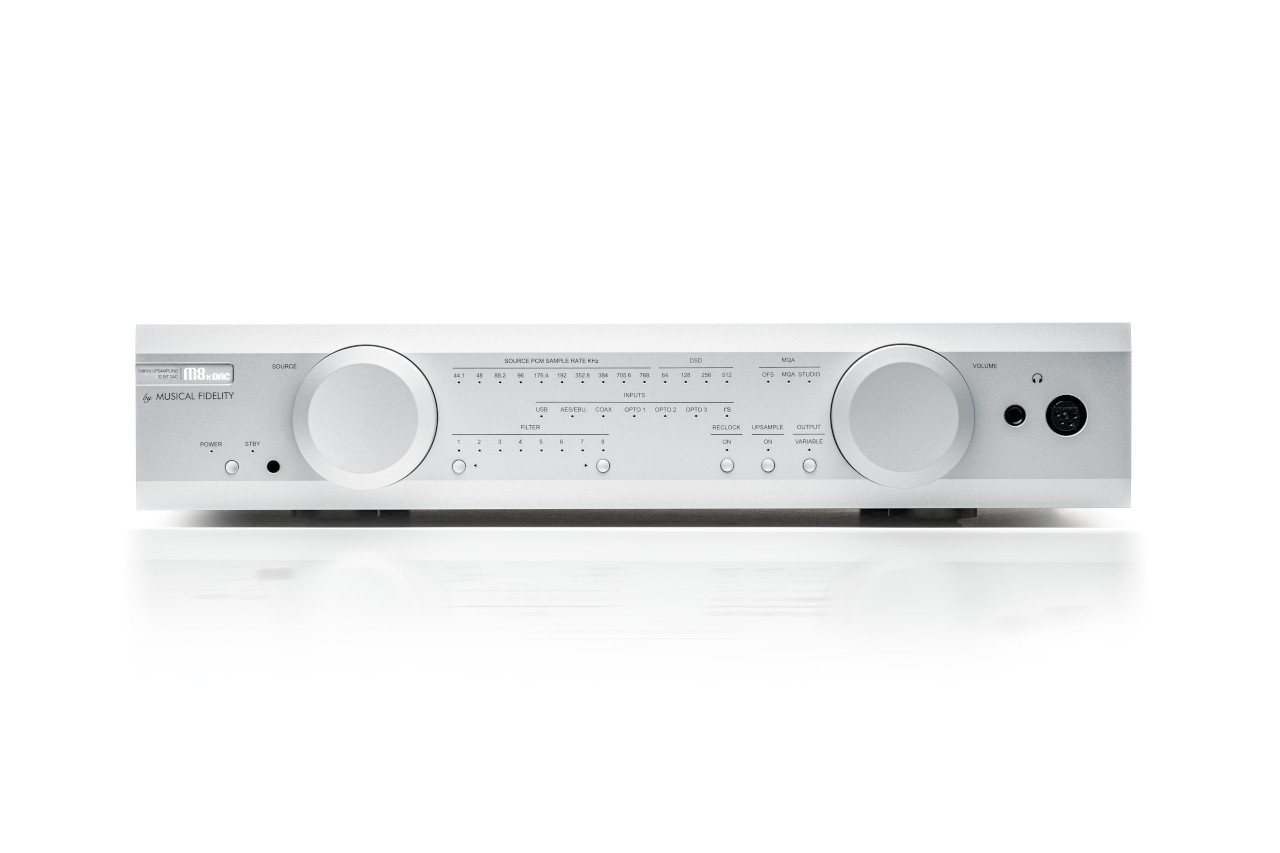 stereo-Verstärker, Audio-Empfänger, Silberfront, Bedienknöpfe, Rackmontage
