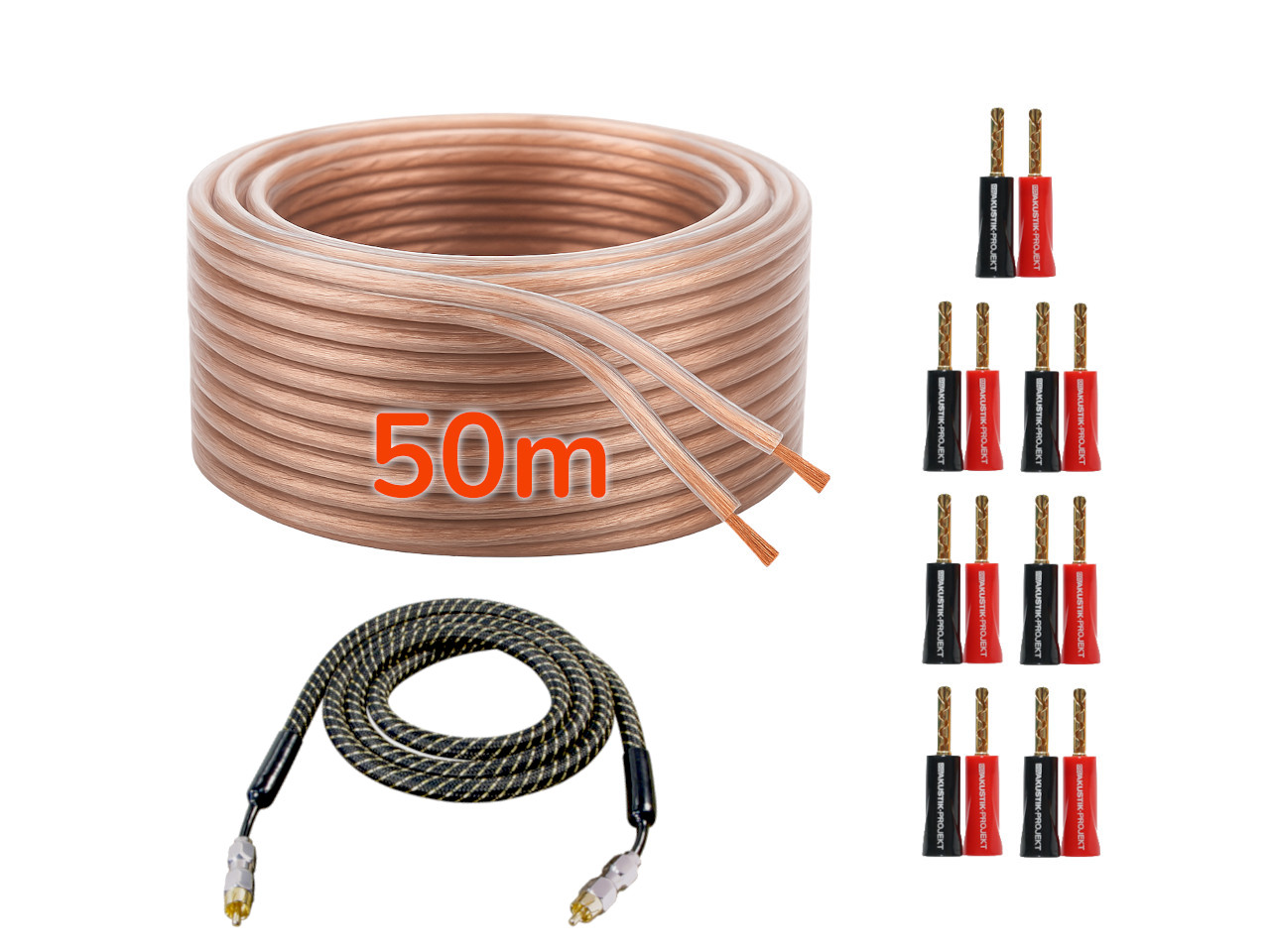 Lautsprecherkabel, Lautsprecher-Kabel, Kupferdraht, 50m, Audioschnur