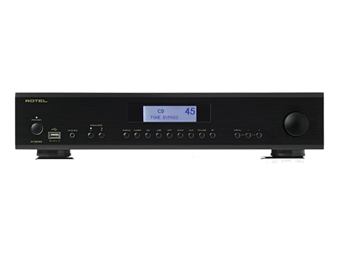 stereo receiver, CD player, schwarz metal, Tasten, Displays
