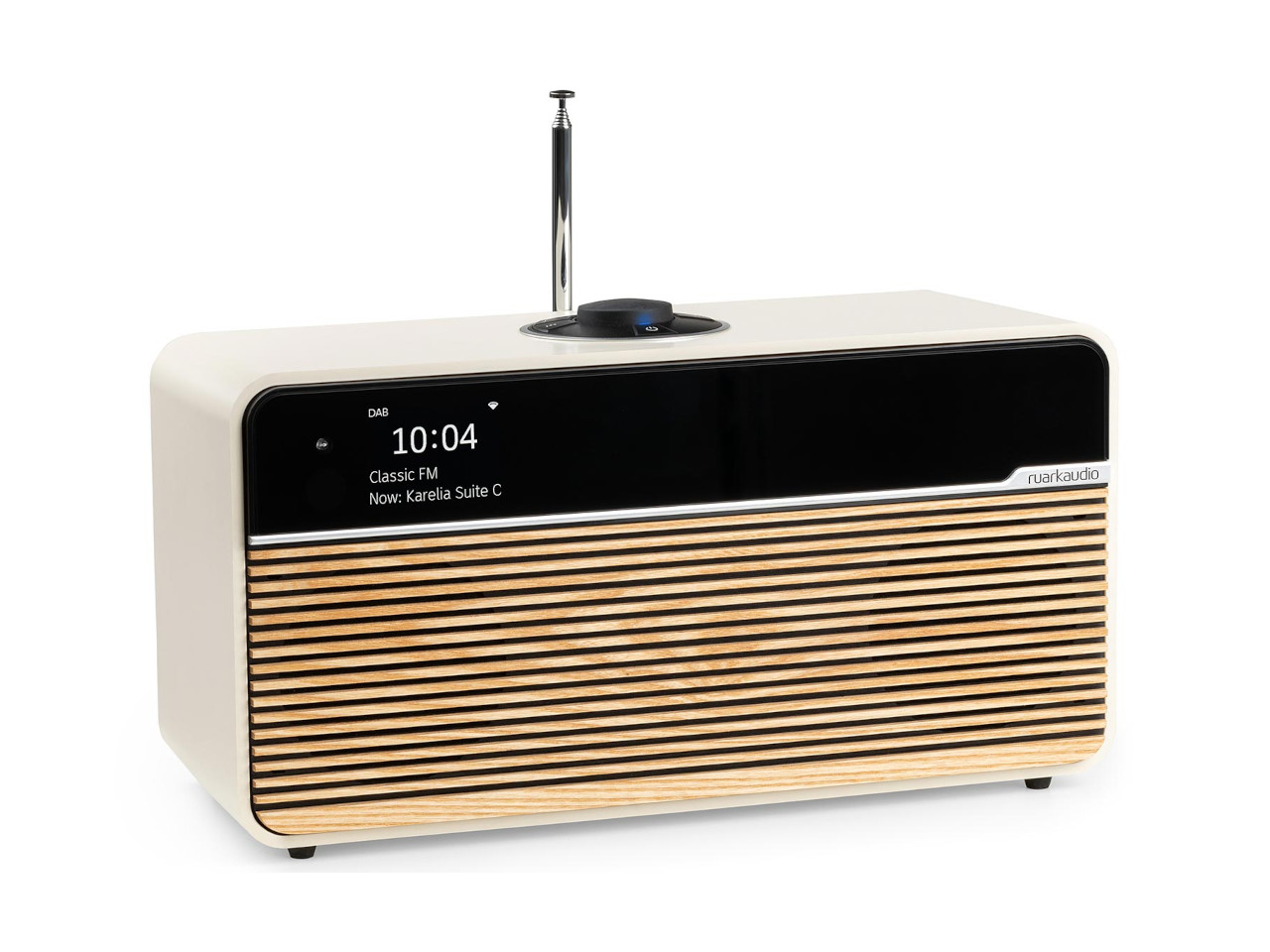 Radio, Holzgrill, digitales Display, integrierte Antenne, retro-modernes Design