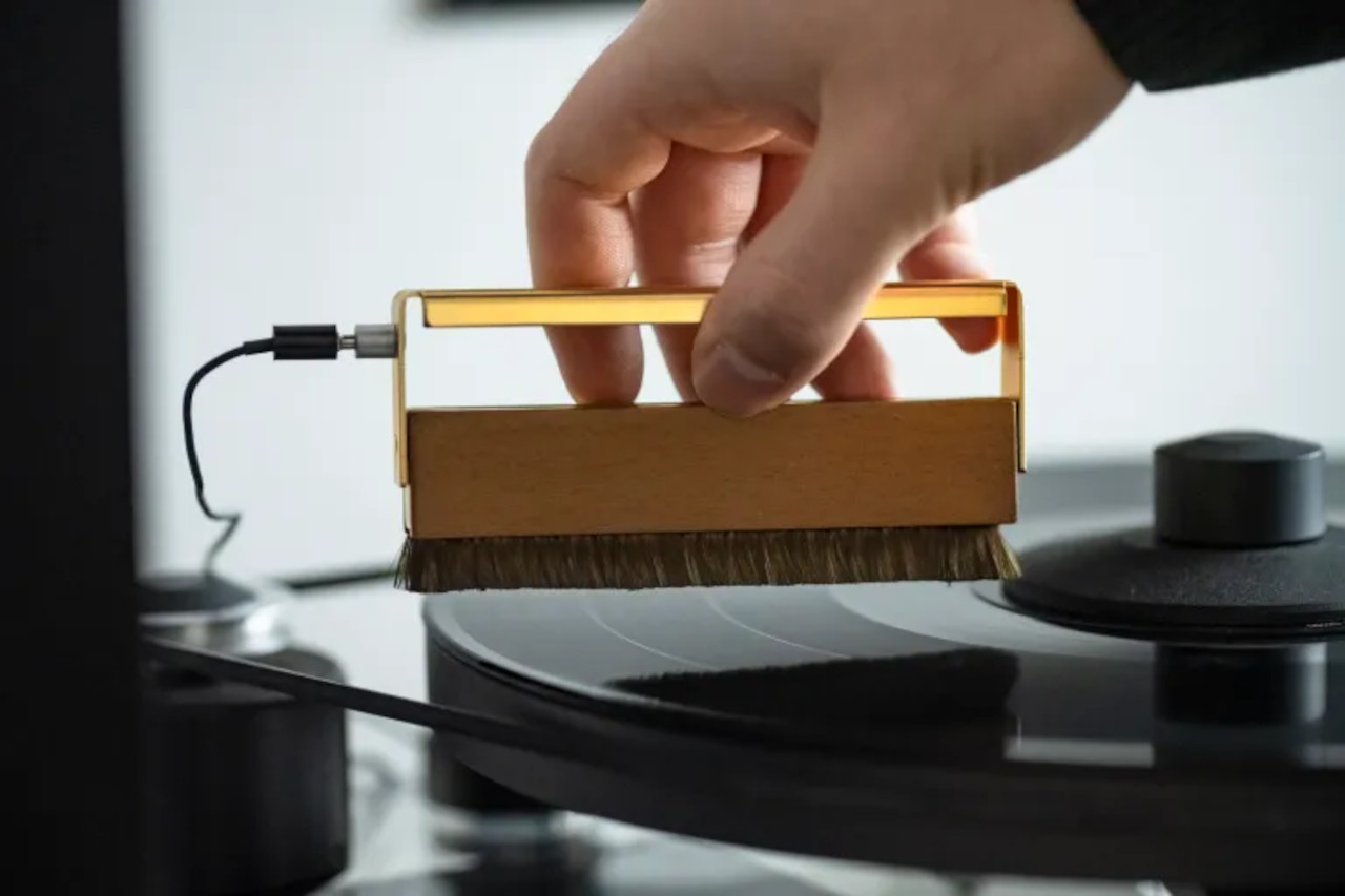 Schwarz-Weiß-LP, Schleifbürste, Plattenwasch-Brush, Vinylpflege, Bürstenhalter