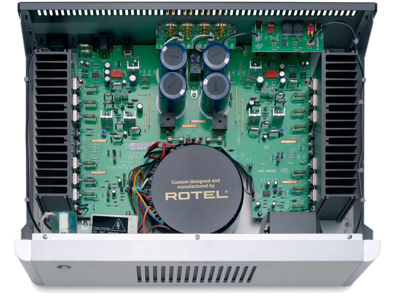 Kassensystem, Elektronische Platine, Lüfterrad, ROTEL Motor, Großes Kühlerpaket