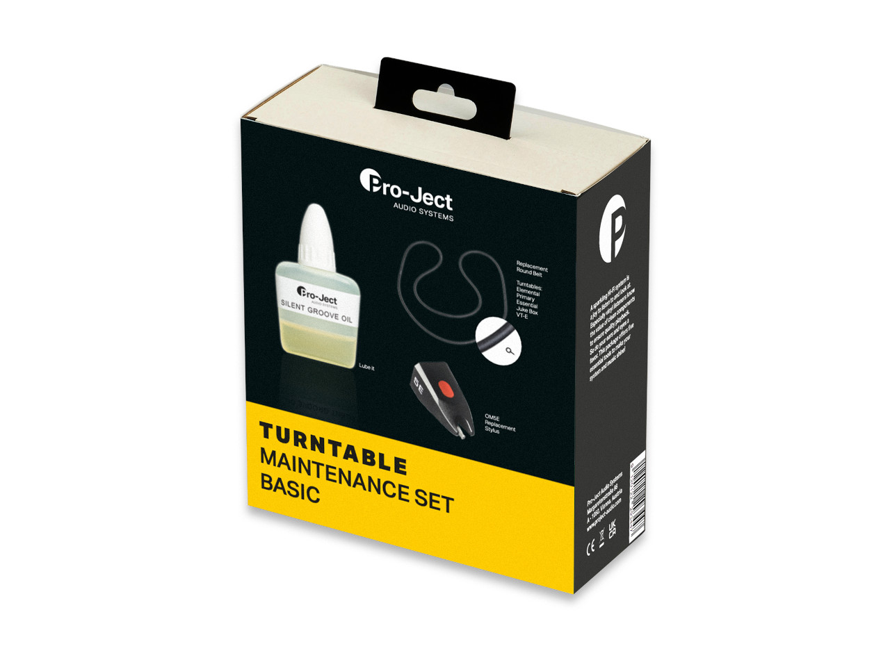 Turntabelle, Wartungsset, Öl, Ersatzriemen, Verpackungskarton