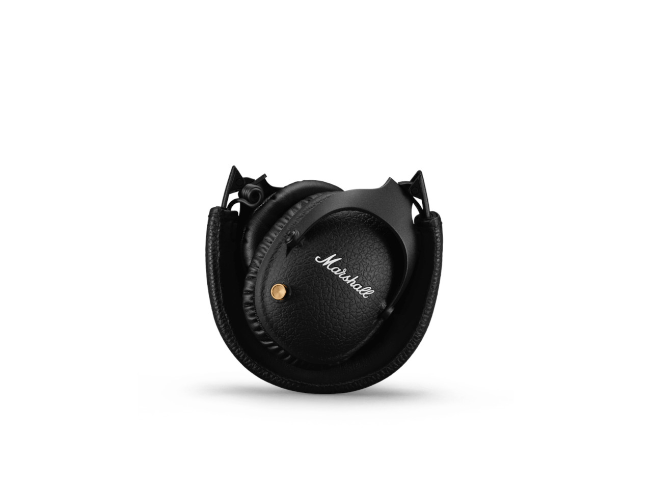 Kopfhörer, Over-Ear, Schwarz, Lederoptik, Goldener Knopf