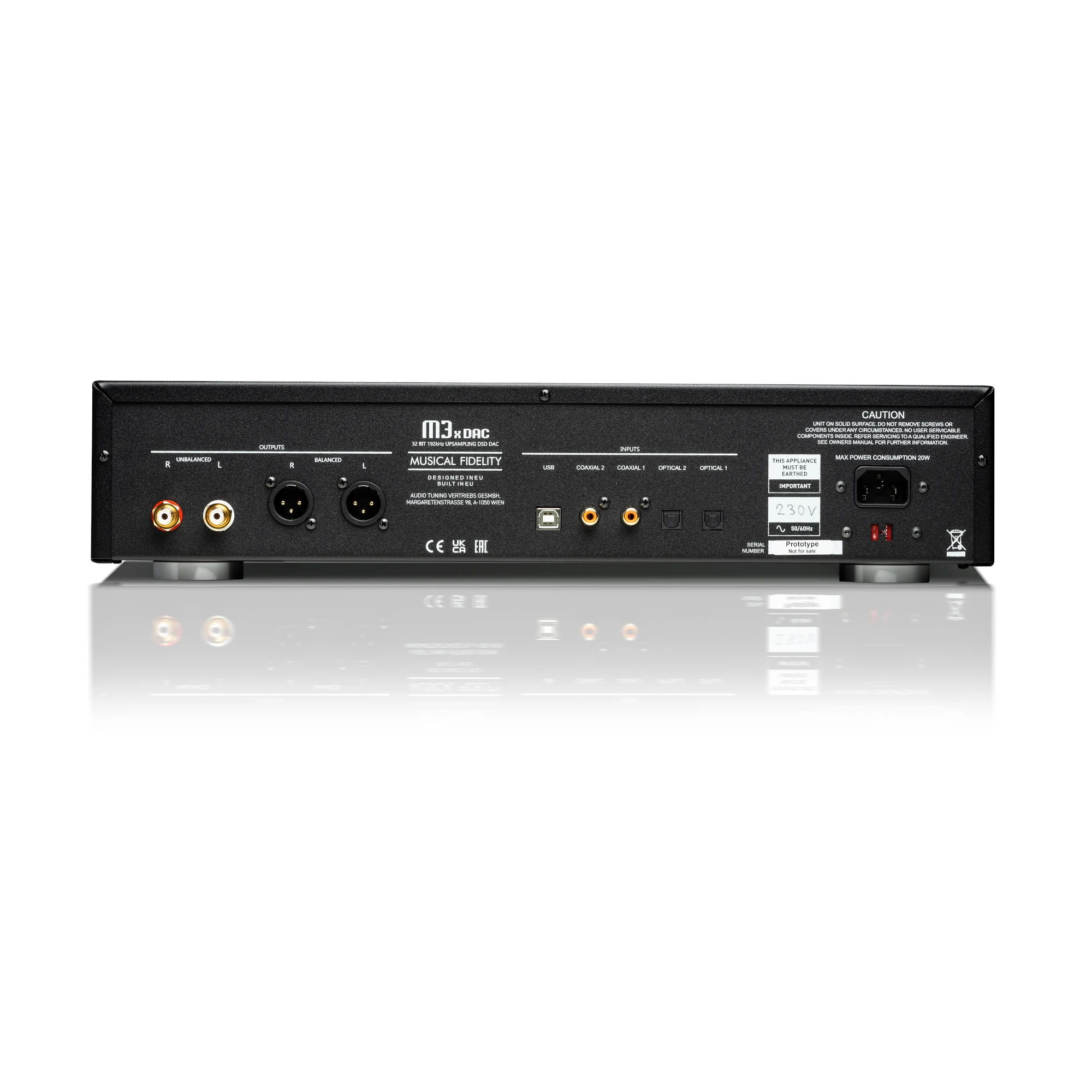 DAC, Audio-Schnittstelle, Rückseite, RCA-Ausgänge, USB-Eingang