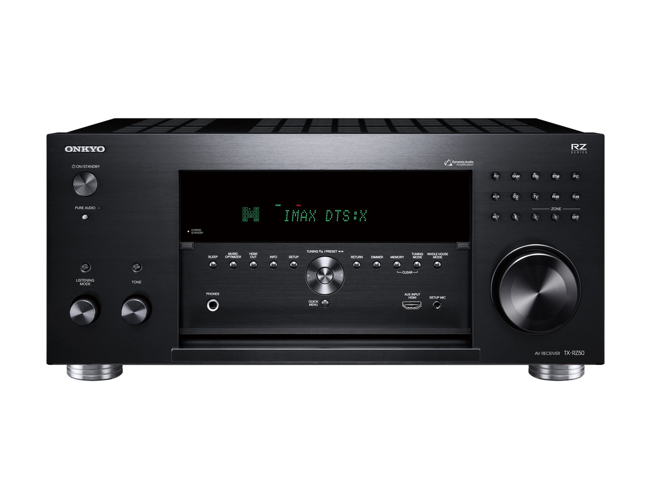 AV-Empfänger, schwarz, digitales Display, Bedienelemente, Rack-tauglich