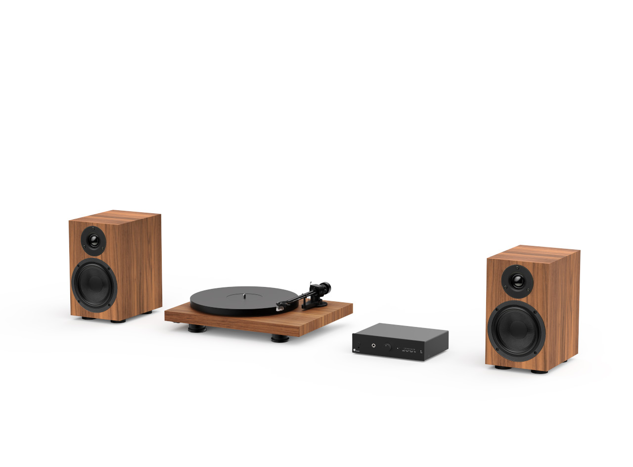Plattenspieler, Hifi-System, Holzgehäuse, Lautsprecher, Verstärker