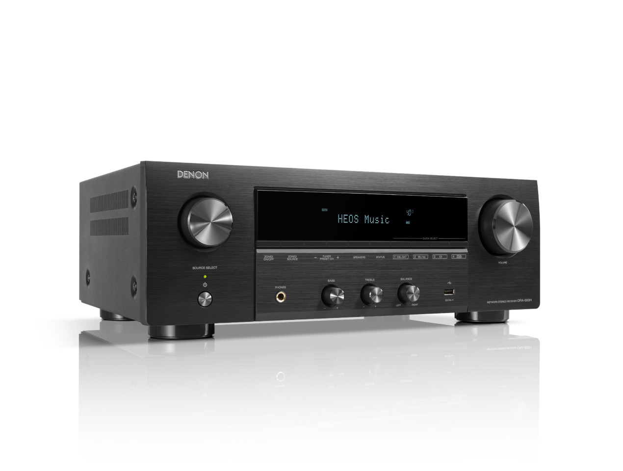 Stereo-Empfänger, Verstärker, Denon, schwarz Metall, digitalanzeige