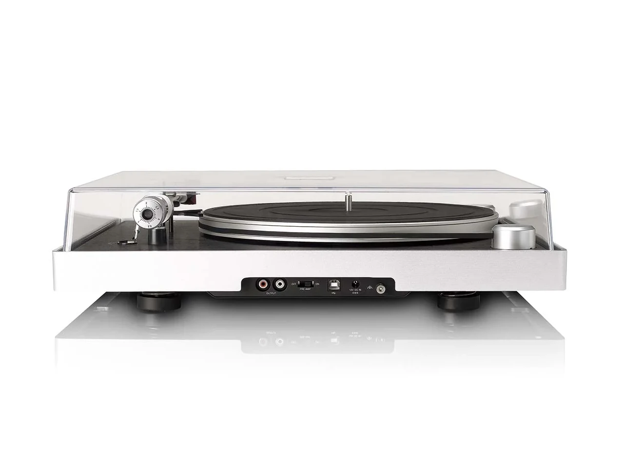 Plattenspieler, Turntable, Kabelanschluss, Platte, Transparent-Deckel