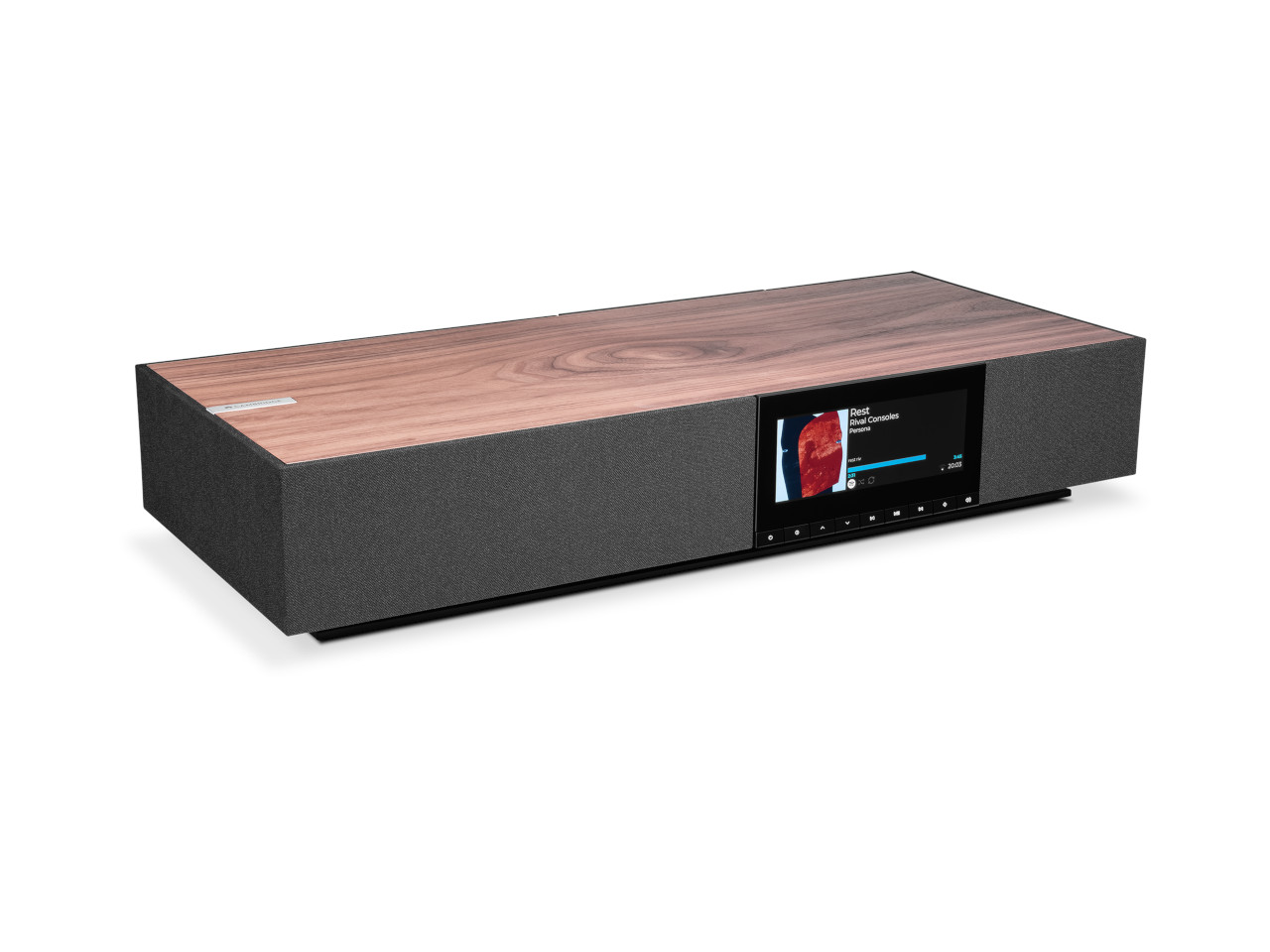 HiFi-Receiver, A/V-Receiver, Holzoberfläche, Schwarze-front, Integrierte-Anzeige