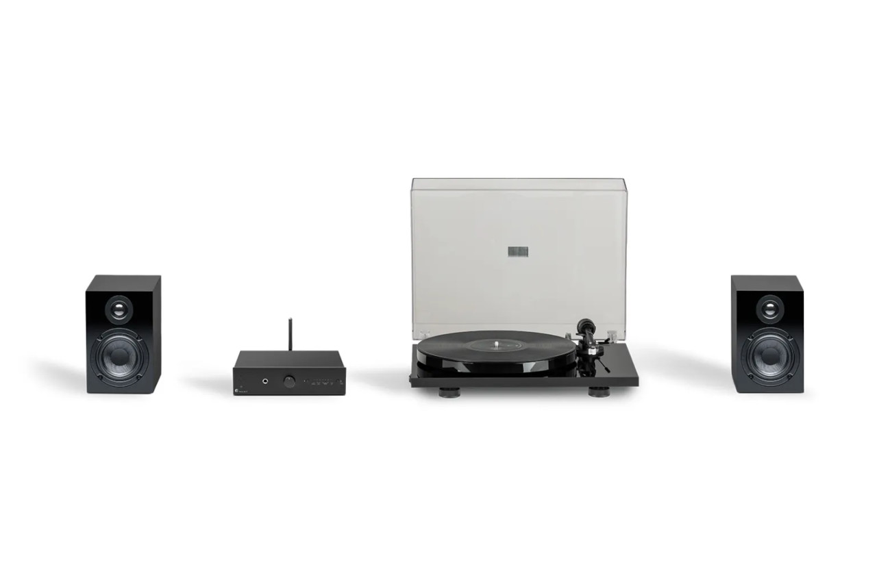 Plattenspieler, Boxen, Verstärker, Schwarz, HiFi-System