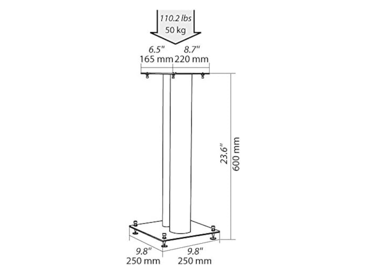 Sprecherständer, Sockel, Zweifach-Säulen, 50 kg, Metallbasis