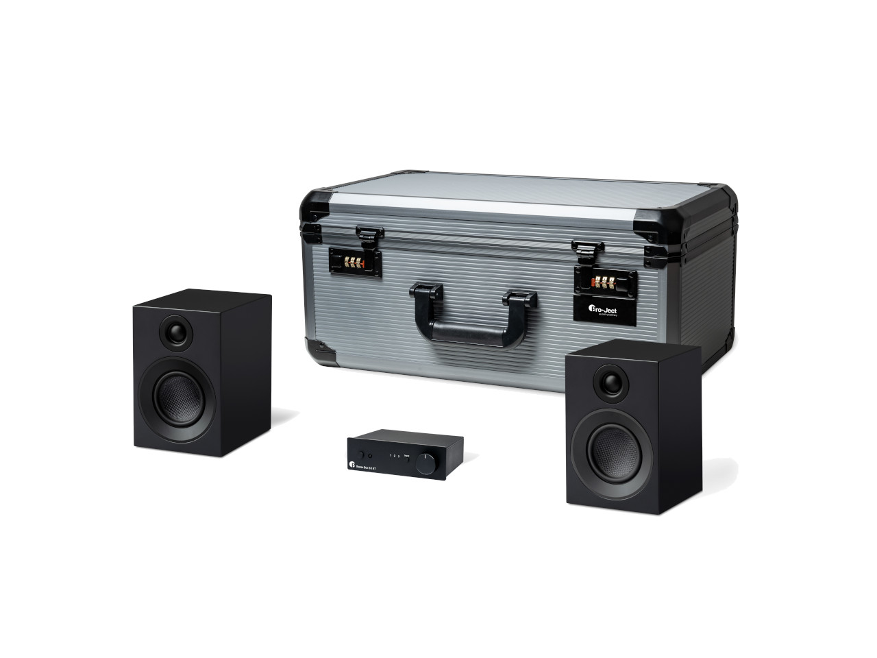 Lautsprecher-Set, 2.1-System, Aktivlautsprecher, Kabel-Receiver, Koffer