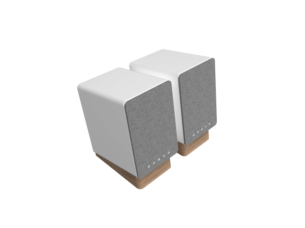 Lautsprecher, Stereo, Kompakt, Holz Sockel, Grau