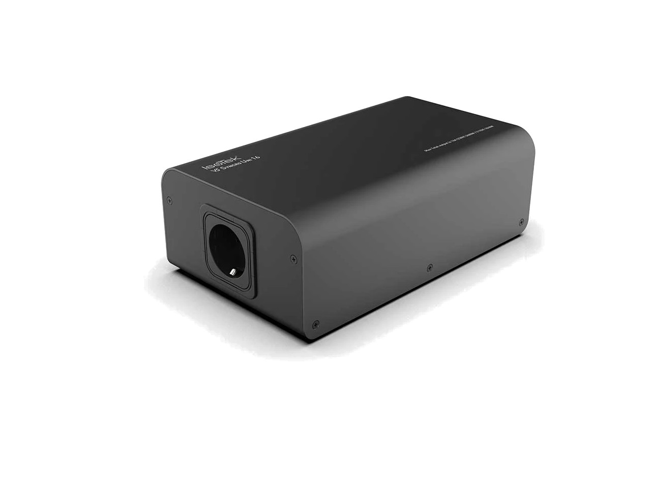 Stromversorgung, rechteckige Box, schwarz, Vorderseite, Schrauben