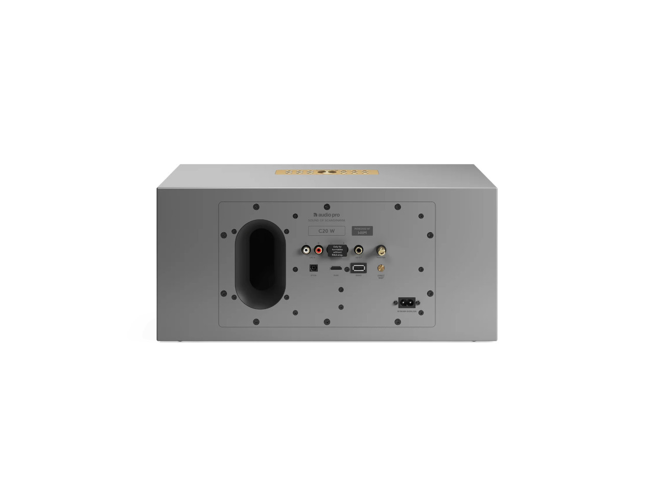 subwoofer, rückseite verstärker, audioverbindungen, graurschpruchgehäuse, rechteckige box