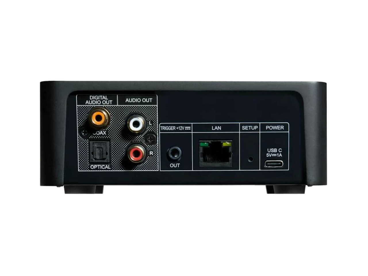 home theater receiver, Rückseite, RCA-Anschlüsse, LAN-Port, USB-C Netzteil