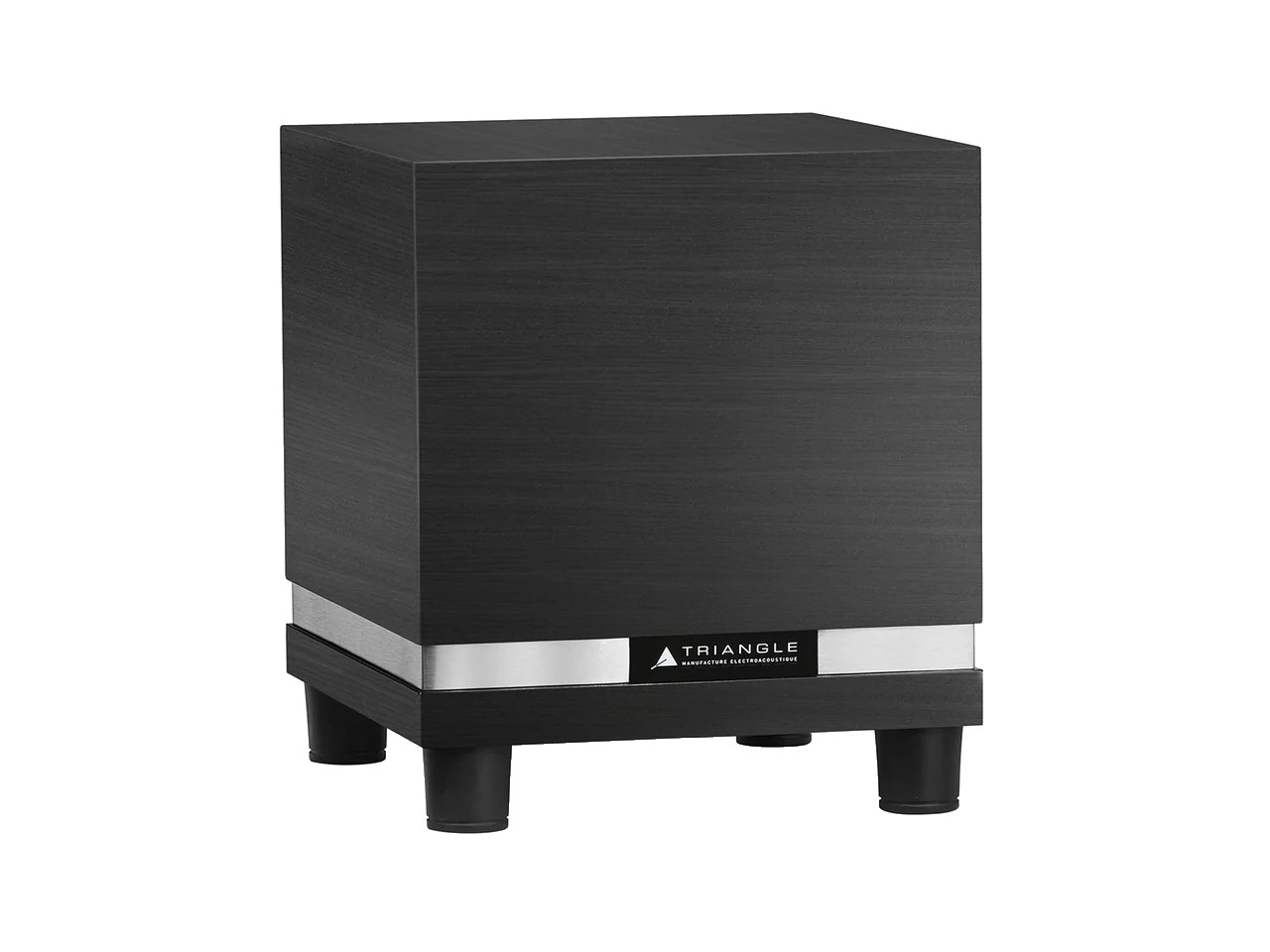 subwoofer, schwarz, Holzoptik, Metallakzent, Gehäuse