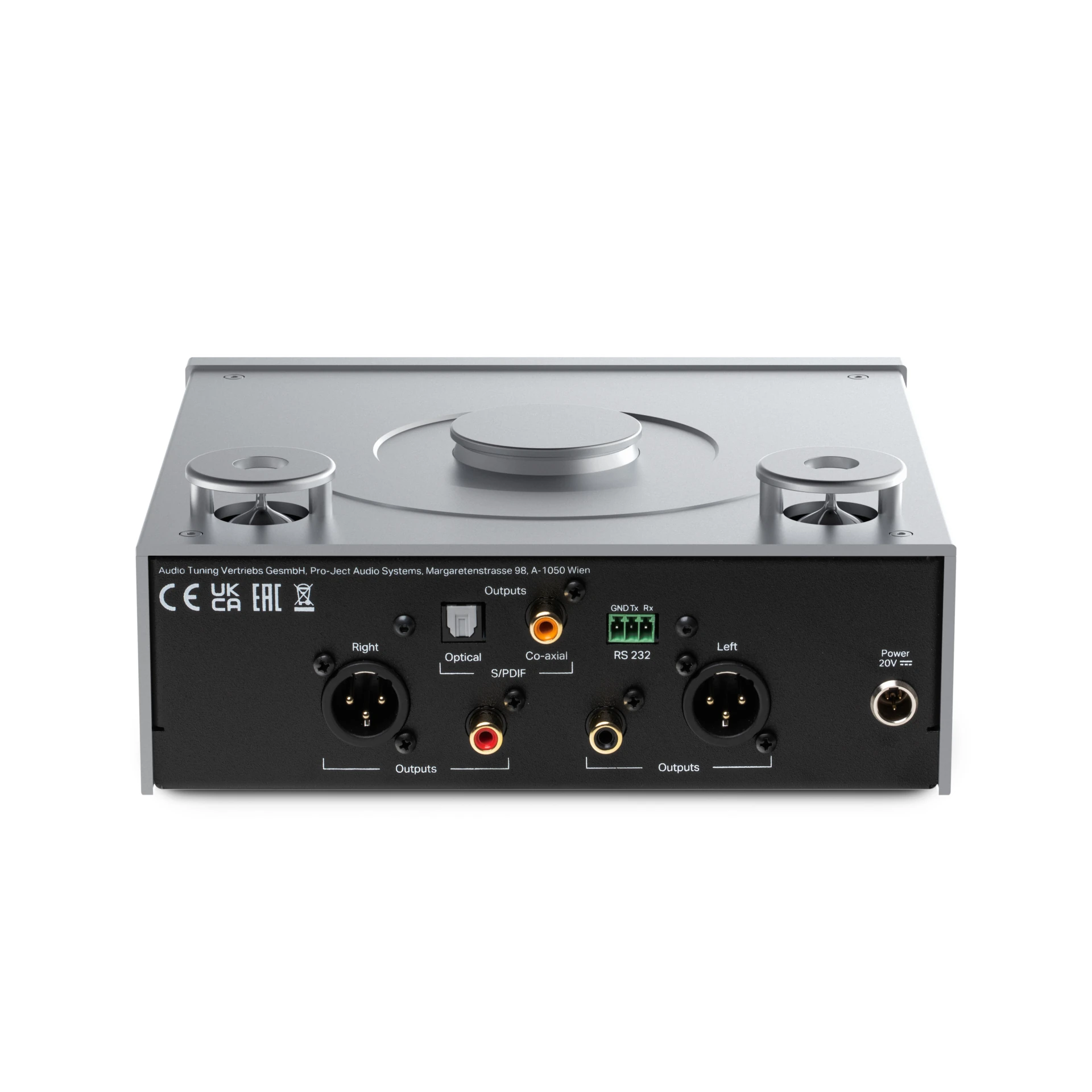 D/A Converter, Audiokomponenten, RCA Ausgänge, XLR Outputs, Stromversorgung 20V