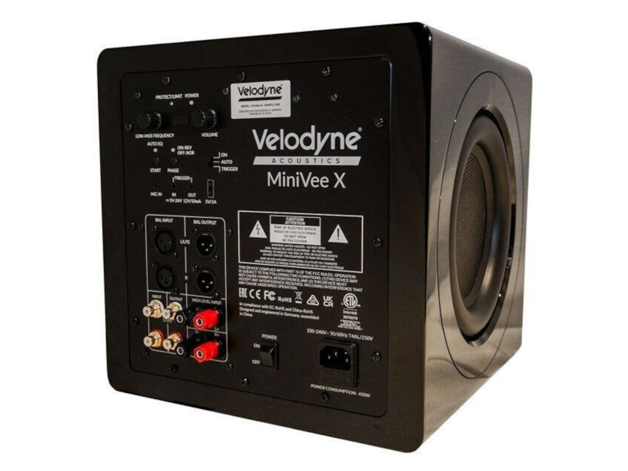 Subwoofer, Verstärker, 20 cm Tieftöner, schwarzes Gehäuse, AV-System