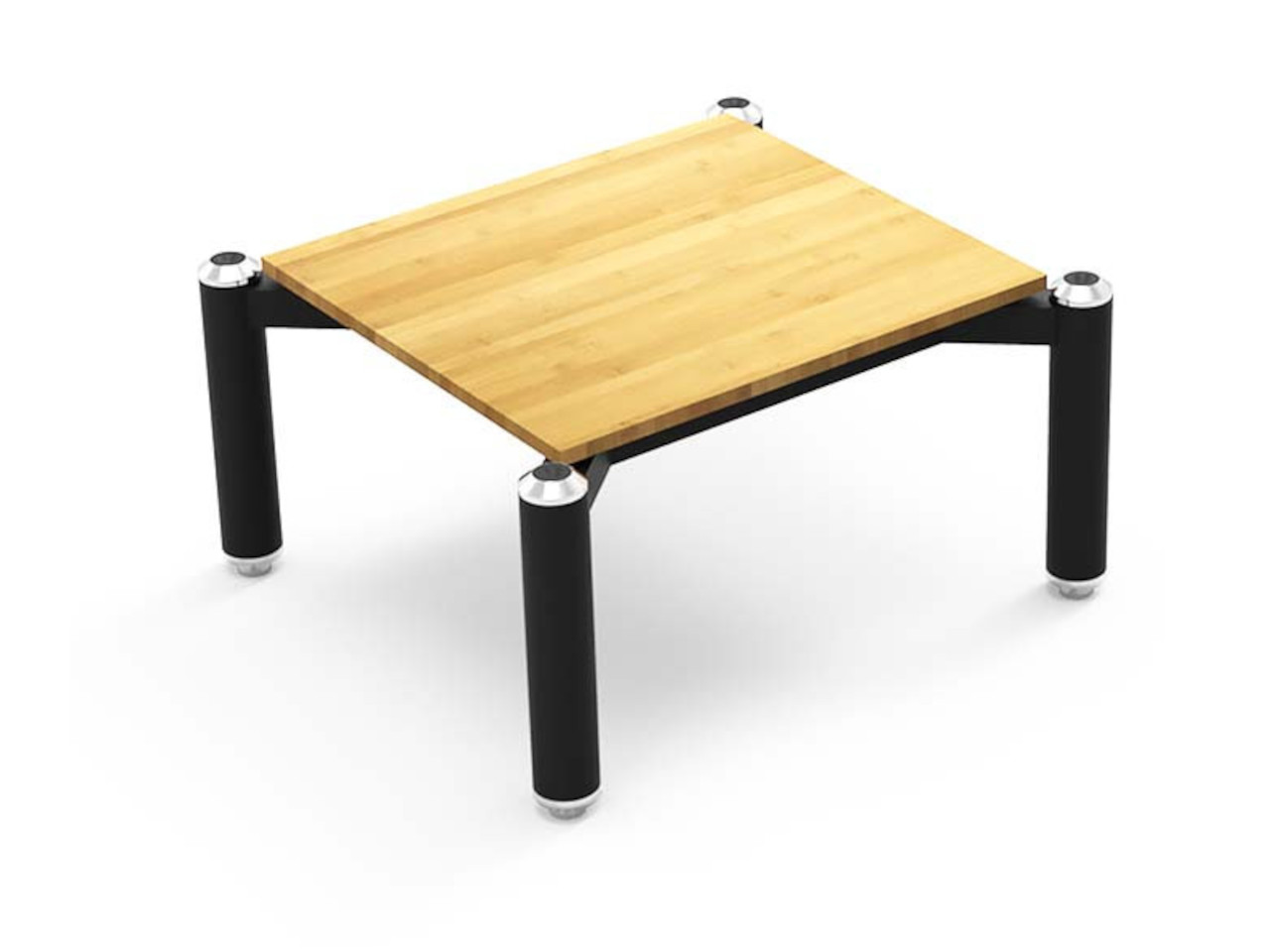 Beistelltisch, Holzplatte, Schwarz, Metallbeine, quadratischer Tisch