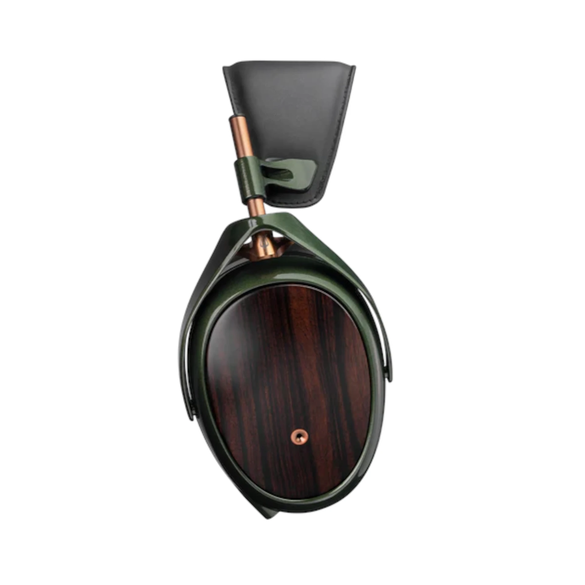 Kopfhörer, Over-Ear, Holz-Oberfläche, rötlichbraun, Grün