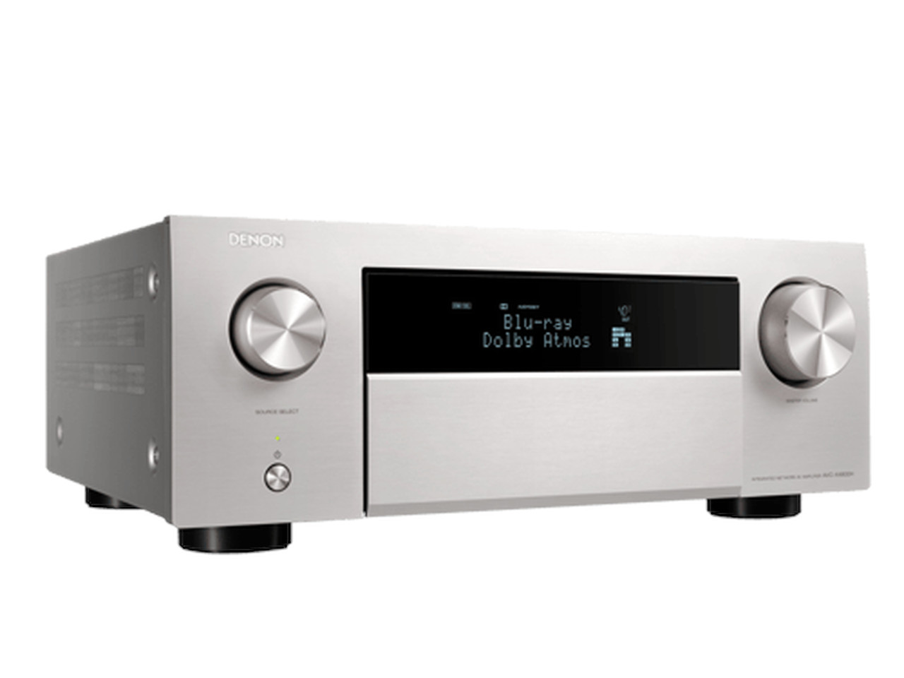 stereo amplifier, hi-fi, silber, blu-ray dolby atmos, glasdisplay