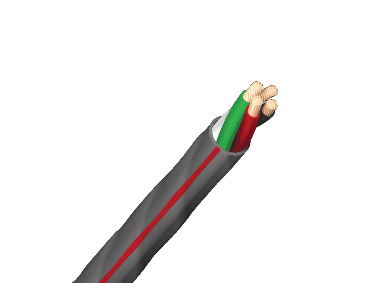 neinsulated Kabel, elektrische Kabel, Mehrdrähtig, graue Ummantelung, bunte Leiter