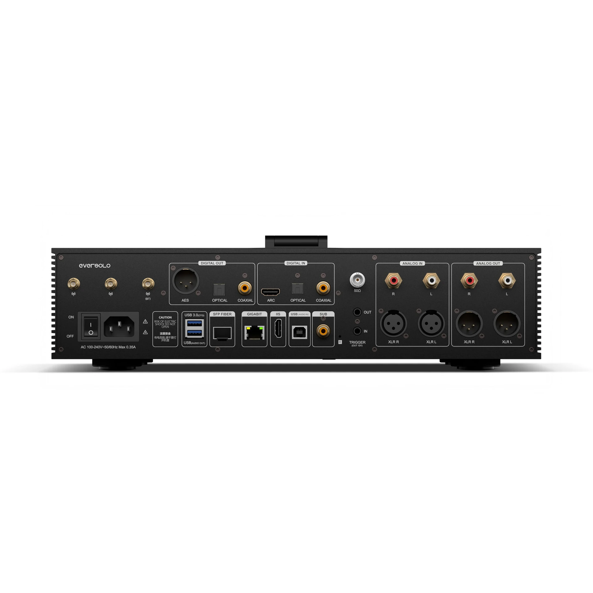 Audio-Interface, Rackmontage, Rückseite, XLR-Eingänge,  USB-Anschlüsse