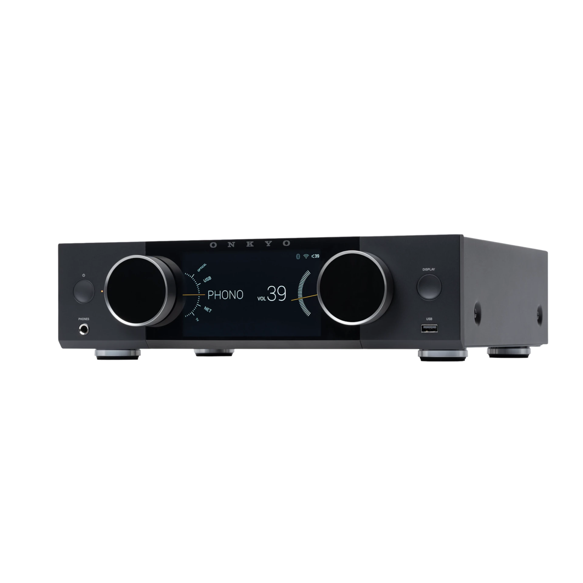 Stereo-Receiver, Audiogerät-Verstärker, digitale Anzeige, Bedienelemente, USB-Anschluss
