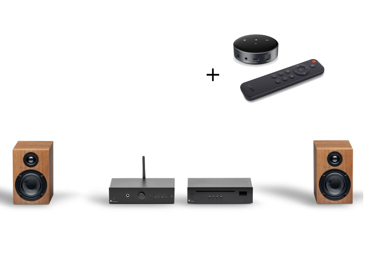Pro-Ject Stereo Set E CD / WiiM Mini Bundle Walnut Elektronik, Sprecher, Fernsteuerung
