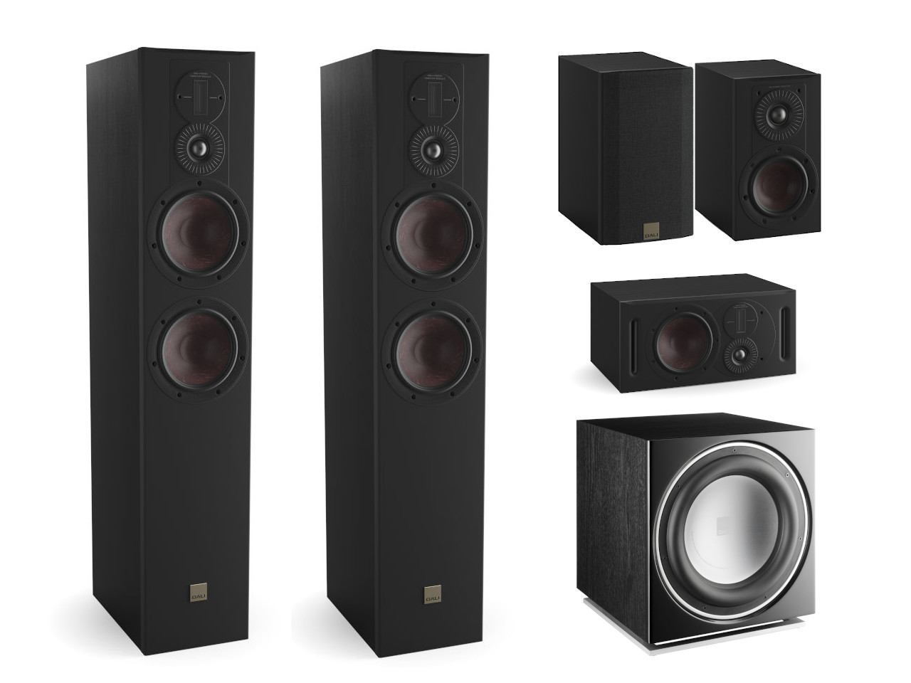 Standlautsprecher, 2-Wege, Schwarz, Holzoptik, Subwoofer