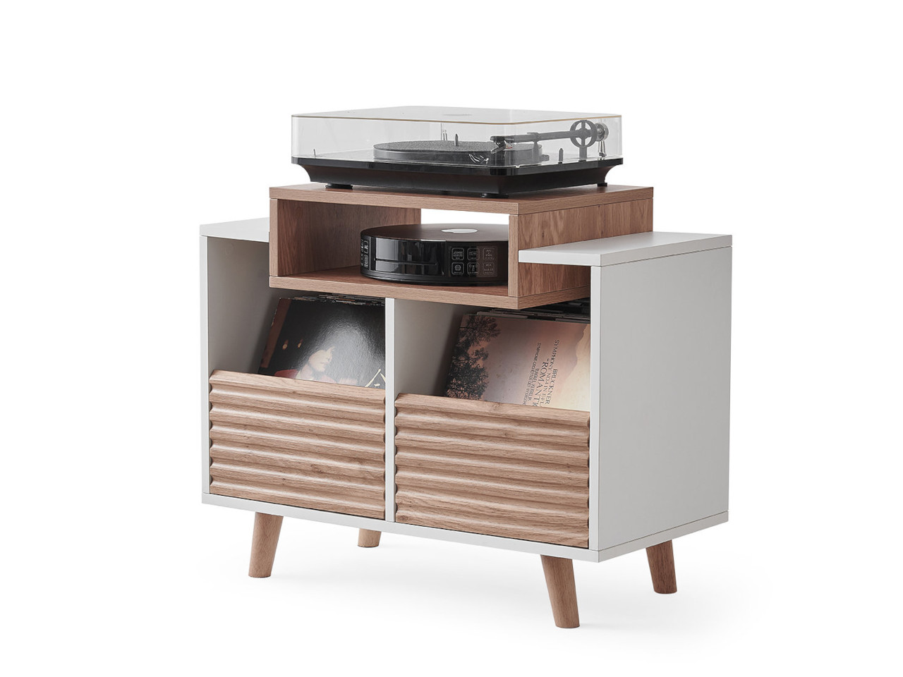 Hifi-Schrank, Platten-Spieler, Tonarm, Holz Optik, Aufbewahrungslästen