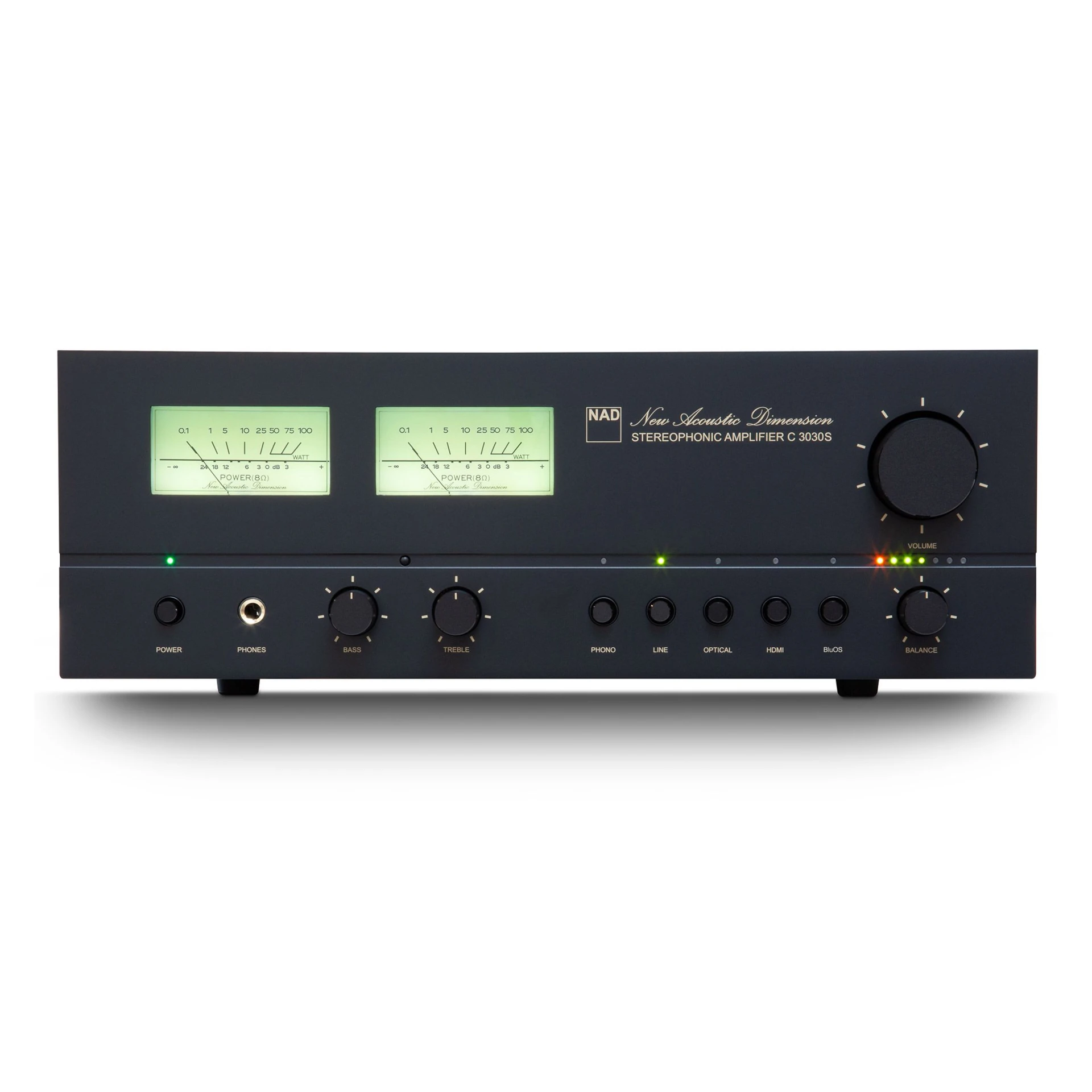 Stereo-Verstärker, Rauschfreier Verstärker, Vintage-Verstärker, zwei VU-Meter, Lautstärkeregler