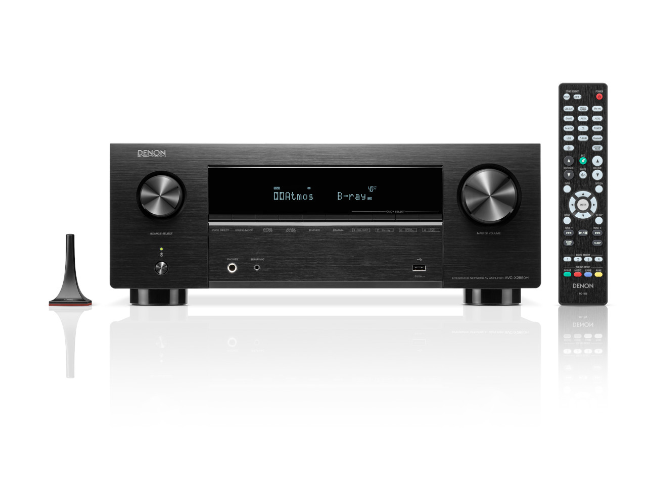 AV-Receiver, Denon, schwarz, Stereogerät, Fernbedienung