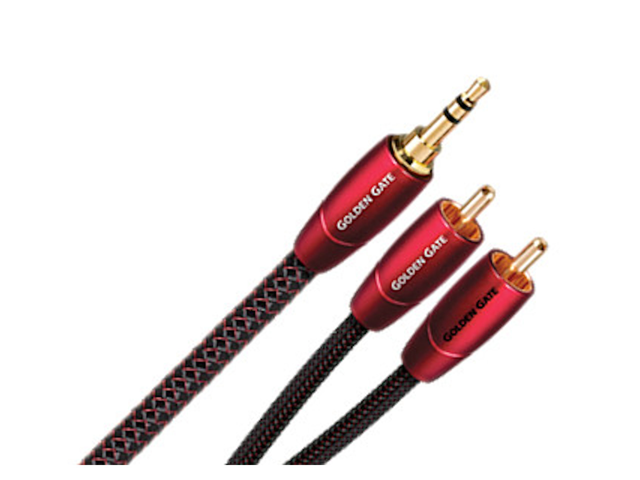 3,5 mm Klinke, Audiokabel, vergoldet, rot, geflochtenes Kabel