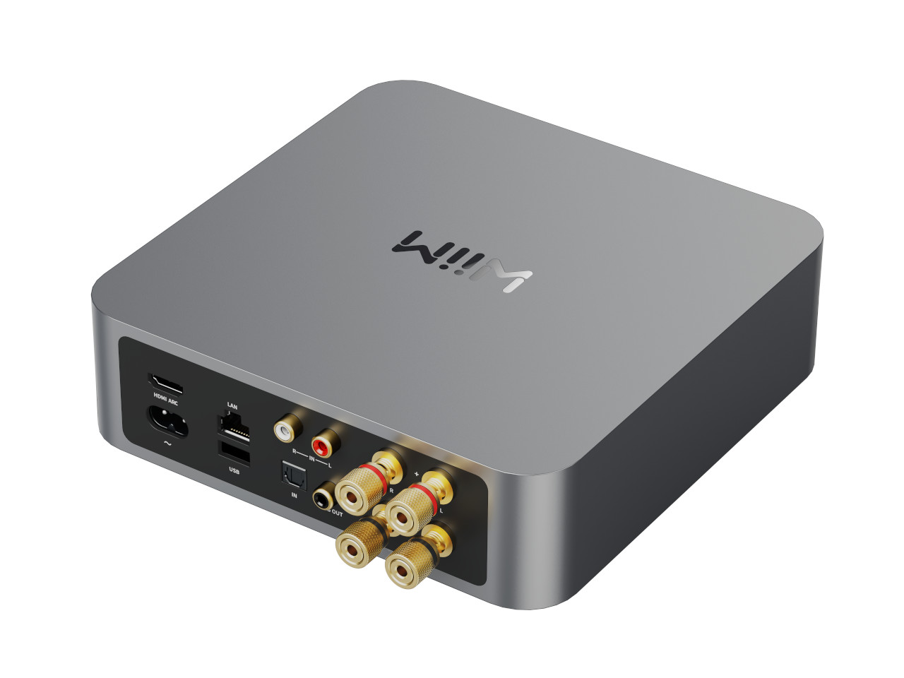 Medien-Streamer, HDMI-Ausgang, USB, RCA-Anschluss, graues Gehäuse