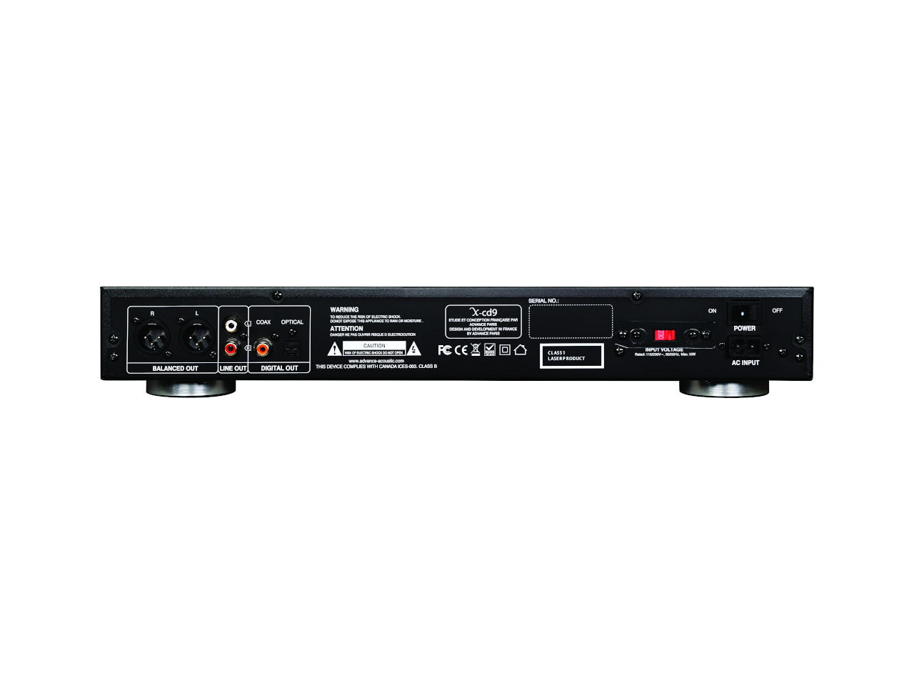 CD-Player, Hi-Fi-Gerät, schwarzes Gehäuse, digitale Ausgänge, XLR-Ausgänge