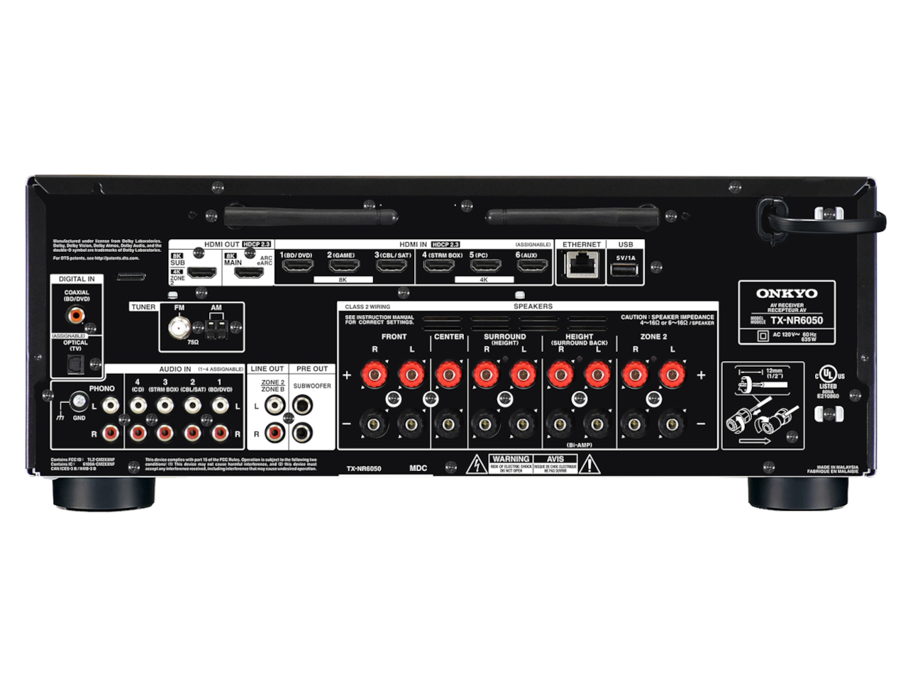 AV-Empfänger, Rückseite, HDMI, RCA-Anschlüsse, Tuner