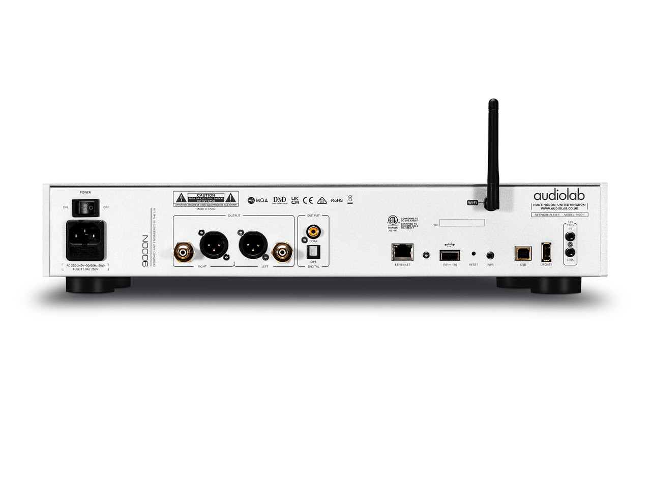 netzwerk-empfänger, rückseite, anschlüsse, antenne, ethernet